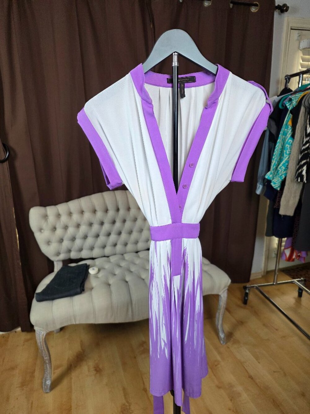 BCBG Max Azria Dress • Purple/White • Pockets • Size S